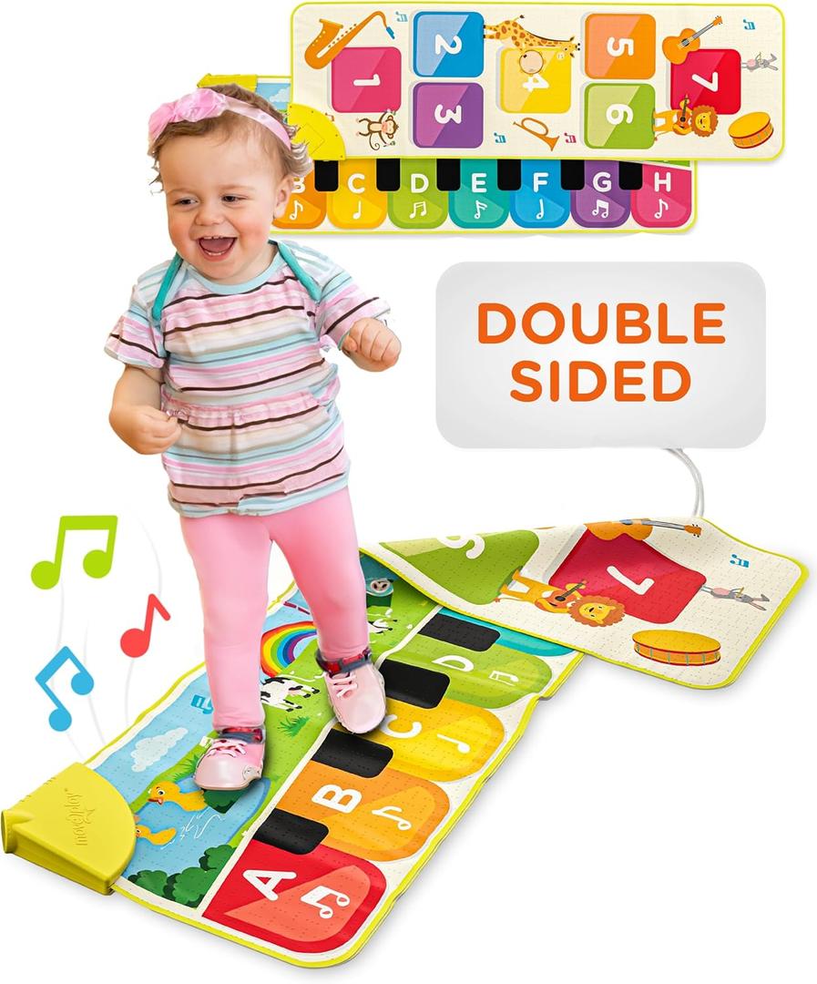 Move2Play, Double Sided Piano Mat | 50+ Sounds & Songs | 1, 2, 3, 4+ Year Old Gift & Birthday Present | Baby, Toddler, Boy, & Girl Age 12, 18, 24+ Month Old