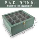 Rae Dunn Tea Bag Organizer - Tea Box Divided Storage Container Box with Hinge Lid for Kitchen Cabinet, Countertop, Pantry, Hold Coffee Pods, Seasoning Packets, Condiments, Sage