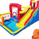 Hongcoral Bounce House, Inflatable Bounce Castle with Blower for Kids, Blow Up Jumping Bouncer with Slide, Climbing Wall, Obstacles, Trampoline, Ball Pit Pool for Indoor Outdoor