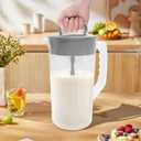 YEXEXINM 2 Quart/ 64oz Plastic Clear Mixing Pitcher with Lid, 2 Pack, Easy-Mix Juice Container, Angled Plastic Blades and Adjustable Mixer Plunger