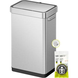 EKO Deluxe Mirage-T 50 Liter / 13.2 Gallon Touchless Rectangular Motion Sensor Trash Can, Matte Stainless Steel Finish