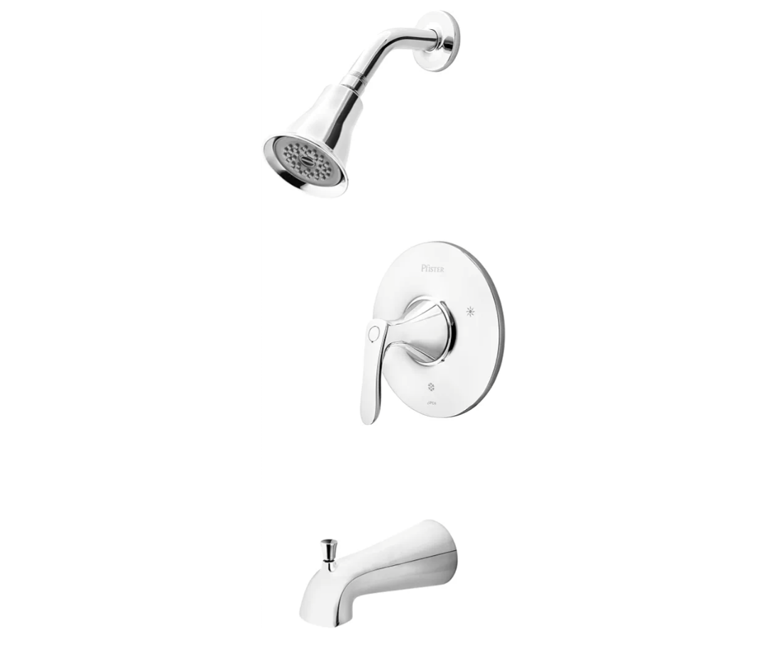 Pfister Weller Tub & Shower Trim Kit, Valve Not Included, 1-Handle, 3-Hole Install, Polished Chrome Finish, LG898WRC