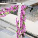 CISDUEO 2 Pcs Wisteria Hanging Flowers Wisteria Flowers Vine Garland Wedding Arch Decoration Purple Red Artificial Wisteria Vines Hanging Flower Vines Silk for Party Garden Home Table Backdrop 7 Feeto