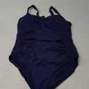 Tempt Me Women Ruched Slimming One Piece Swimsuits Tummy Control Vintage Bathing Suits (X-Large, Navy Blue)