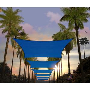 Amgo 12' x 12' Blue Square Sun Shade Sail Canopy Awning UPF50+ AGTAPS12, 95% UV Blockage, Water & Air Permeable, Commercial and Residential, 