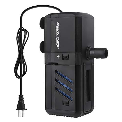 NO.17 Submersible Aquarium Internal Filter 6W, Adjustable Fish Tank Filter with 132 GPH Water Pump for 1-10 Gallon Fish Tank