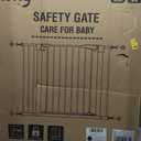 keny 29.7"-46" Baby Gate for Stairs, Auto Close Dog Gates for Doorways, Pressured Mounted No Drilling Pet Gate Extra Wide, One-Hand Opening Dual Lock Stair Gate, Indoor Kids Necessities, Black