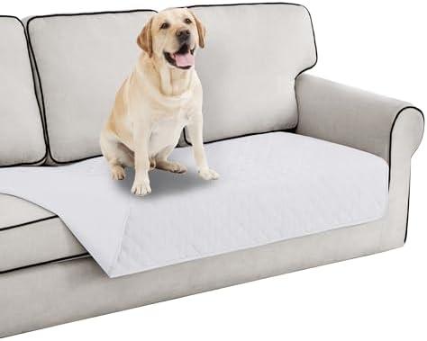 Easy-Going 100% Waterproof Dog Bed Cover Reversible Leak Proof Couch Cover Washable Sofa Cover Furniture Protector Blanket for Pets Kids Children Dog Cat (30x70 Inch, White/White)