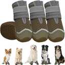 SlowTon Dog Shoes for Dogs - Breathable Dog Boots for Summer Hot Pavement, Paw Protector for Outdoor Walking Winter Snow, Anti-Slip Rubber Dog Booties for HardFloor (Brown Gray, 2)
