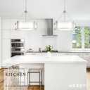20.4''Drum Chandelier,5-Light Brushed Nickel Modern White Fabric Chandeliers,Farmhouse Round Pendant Light Fixture for Dining Room Kitchen Island Living Room Bedroom Hallway, 20.4in