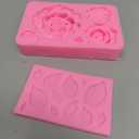 2 Pcs Rose Flower and Leaves Silicone Mold, Roses Collection Fondant Mold Cake Chocolate Molds for Sugarcraft Cupcake Toppers Soap Polymer Clay Crafting Projects Wedding and Birthday Cake Decoration