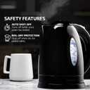 OVENTE Electric Kettle, 1.7L Fast Boiling Water Heater for Coffee or Tea, BPA Free with Water Level Gauge, Auto Shut-Off, Boil-Dry Protection, Indicator Light and Removable Filter, Black KP72B