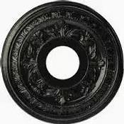 black Ekena Millwork CMP13BA Baltimore Thermoformed PVC Ceiling Medallion (Fits Canopies up to 5 1/4"), 13"OD x 3 1/2"ID x 3/4"P