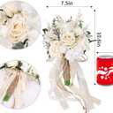 CEWOR Wedding Bouquets for Bride Bridesmaid, White Champagne Artificial Roses Flowers Wedding Decoration (7.5in)