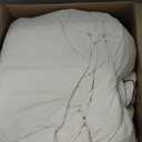 DOWNCOOL Feather Down Fiber Comforter Queen Size, 100% Cotton Ultra Soft Fluffy Duvet Insert Queen, All Season Luxurious Hotel Bedding Comforters with Corner Tabs, White 90"x90"