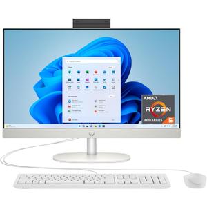 HP 24 inch All-in-One Desktop PC, FHD Display, AMD Ryzen 5 7520U, 8 GB RAM, 256 GB SSD, AMD Radeon Graphics, Windows 11 Home, 24-cr0002 (2024)