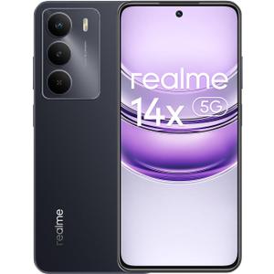 realme 14x 5G Smartphone 6+128GB, Carbon Black, 6.67-inch Screen, 120Hz Display, 5000mAh Battery, 50MP AI Camera, MediaTek Dimensity 6300, ArmorShell Protection, IP64
