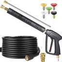 YAMATIC Pressure Washer Gun and Hose Kit, 25 FT Kink Resistant Power Washer Hose and Wand, 3/8" Swivel Quick Connector & M22-14mm Fitting Replacement for Ryobi, Simpson, Craftsman