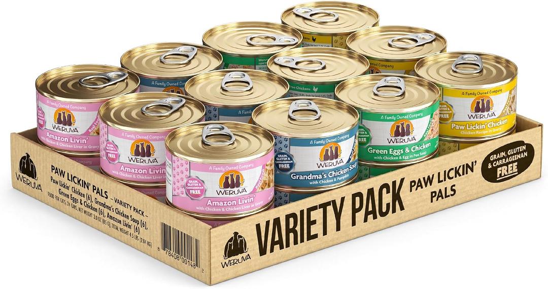 Weruva Classic Cat Food, Variety Pack, Paw Lickin' Pals Wet Cat Food, 3oz Cans (Pack of 24) (EXP 01/01/29)