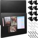 2 Pack Black Metal Magnetic Board, 16.9" x 11.8" Magnet Bulletin Board for Wall, Refrigerator, Cabinet to Display Magnetic Letters, Notes, Photos - Includes 8 Pcs Double Lock Tape and Screws