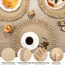 Aneco 12 Pack Round Burlap Placemats with Ruffle Edge | 15 Inch Braided Jute Placemats Reusable Table Mats for Weddings Parties Holidays Dining Table (Brown)