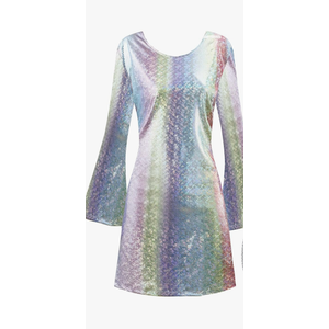 70s Disco Outfit Women, 70s Theme Disco Dress Costume Shiny Go Go Dress for Halloween Birthday Dance Party Size XL
