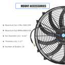14" Electric Radiator Cooling Fan Assembly Kit, Universal High Performance 12V 90W Motor with Fan Mounting Kit - Black (2 Pack)