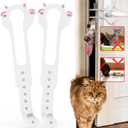 Cat Door Latch Holder,8 Adjustable Sizes Stronger Flex Cat Door Stopper, Keep Door Open 1.5" to 8", Let's Cats in and Keeps Dogs Out of Litter & Food, No Tool Required & No Wall Damage (2*white)