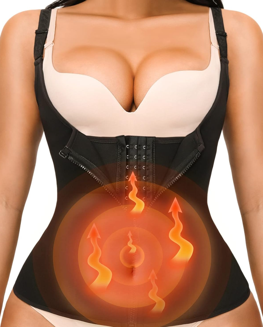 YADIFEN Waist Trainer Vest for Women,Zipper Corset Body Shaper for Tummy Control Neoprene Cincher Tank Top with Straps