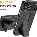 for iPhone 17 Pro Holster Case, Belt Clip Cover for iPhone 17 Pro, Shell Holster Combo Slim Rugged Case with Kickstand (6.3") 2025 Release, Black