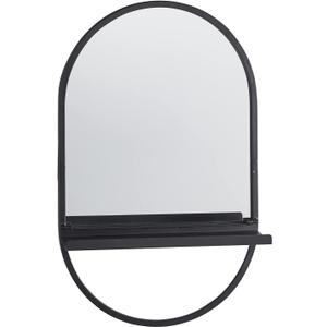 47th & Main Iron Framed Shelf and Wall Mirror, 15 x 25-Inches, Black