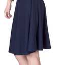 Dani's Choice Impeccable Elastic High Waist A-line Full Flared Swing Skater Knee Length Skirt (Blue, XL)