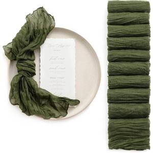 Ling's Moment Luxury Cloth Wedding Napkins - 19x19 Inch Reusable Cheesecloth Linen Napkins for Wedding Reception, Bridal Shower, Dinner Table - Washable, Durable (Set of 10), [Sage Green]