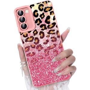 for Samsung Galaxy S21 5G Phone Case, Fashion Flower Pattern Design Girls Women Liquid Silicone Cover, Slim Shockproof and Scratch-Resistant Soft Case for Samsung S21 5G - Leopard Glitter
