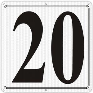 Premium Reflective Metal Number Signs 20 - Aluminum 12" X 12" Parking Spot Numbered Signs Outdoor, Large, for Floor, Dock, Court, Aisle, Field, No Fade, Rust-free, Weather-Resistant