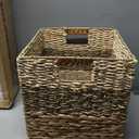 CHI AN HOME 12x12 Storage Cube Bins Wicker Storage Basket for Cube Shelf, Natural Foldable Square Baskets for Storage, Large Woven Cube Storage Bin with Handle, Baskets for Pantry, Bedroom, Set of 4