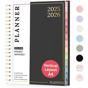 Teacher Planner 2025-2026, Forvencer Academic Planner from Jul 2025 - Jun 2026, 8.5"x11", Weekly & Monthly Calendar Planning Book with 7 Periods, School Lesson Agenda with Subjects, Pastels Teacher Student Supplies, Month Tabs, Black