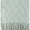 BATTILO HOME Sage Green Throw Blanket for Couch, Boho Bed Throws for Home Decor, Light Blue Throw Blanket for Sofa Living Room, 50"x60"