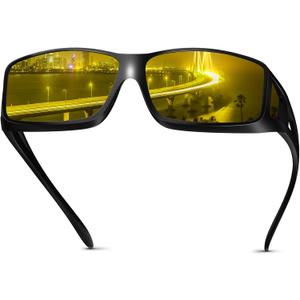 Night Driving Glasses for Men Women Fit Over Sunglasses Anti Glare Polarized HD Night Vision Glasses (F02 Glossy Black Frame/ Night Vision Lens) 5 packs