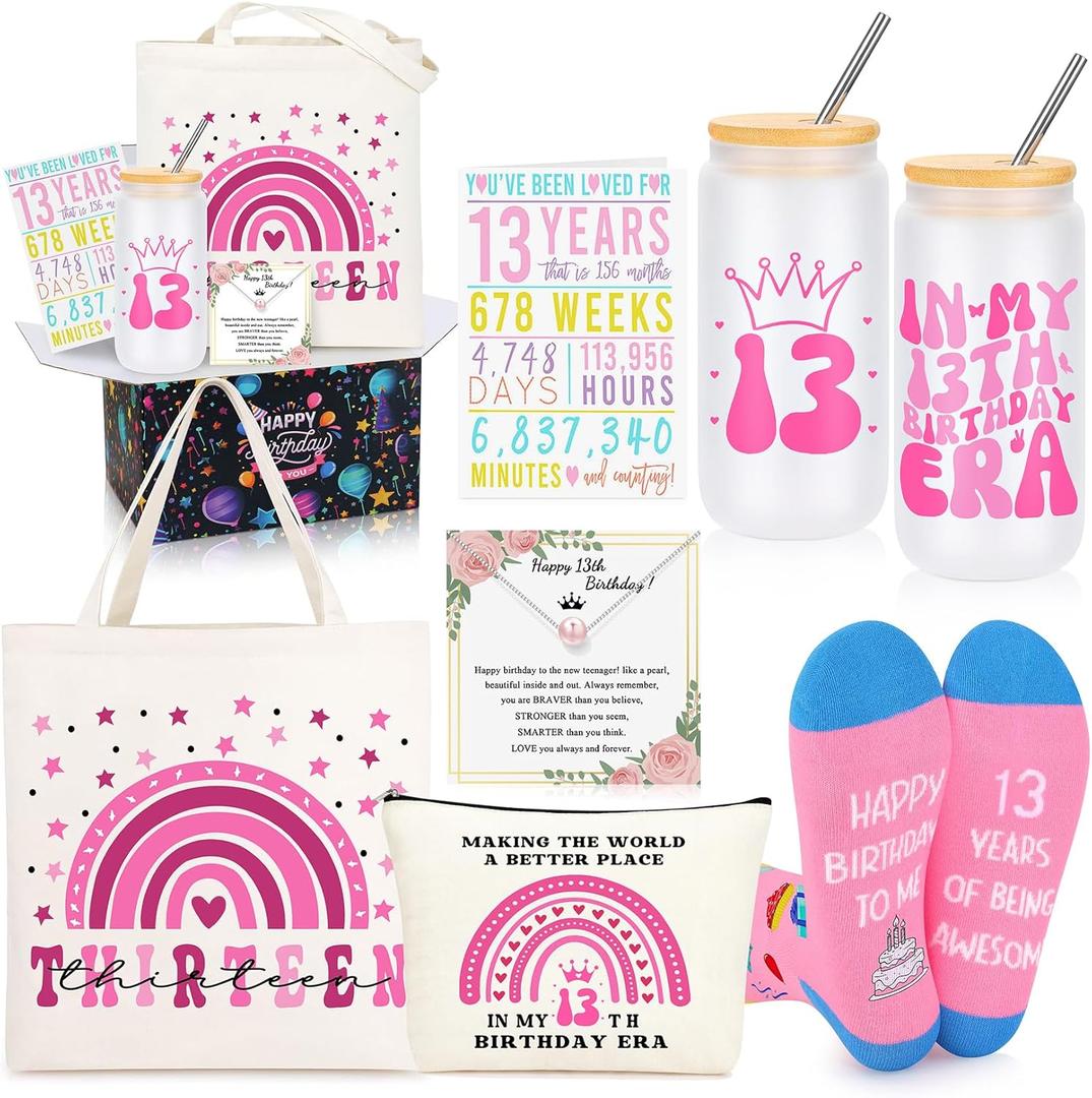 13 Year Old Beautiful Girl Birthday Gifts Ideas, Gifts for 13 Year Old Sweet Girls, 13th Birthday Decorations Basket Set of 6
