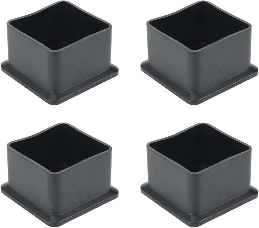 Mcredy Chair Leg Caps Table Chair Leg Cover Foot End Cap Protector Inner Size 1.5"x1.5" Rubber Furniture Foot Fit for Square Chair Feet Floor Protectors, Black- Set of 4