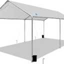 10'x20' Carport Heavy Duty Galvanized Car Canopy with Included Anchor Kit, 3 Reinforced Steel Cables, Light Gray