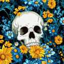 HOMETITUTE Skull and Floral Contrast Wallpaper Peel and Stick Contact Paper Wall Paper Stick 17.7" x 118.1" Self Adhesive Removable Vinyl Wall Covering Bedroom Kitchen Bathroom Home Decor
