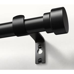 Black Curtain Rods for Windows 66 to 120 Inch, 1 Inch Pole Adjustable Length Heavy Duty Metal Curtain Rod Set, for Outdoor Bedroom Kitchen Living Room, Decorative Drapery Rods with Finials