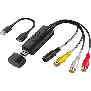 Video Capture Card, USB Video Capture Device,RCA to USB Audio Video Converter,VHS Mini DV VCR Hi8 DVD to Digital Converter for PC TV Tape Player Camcorder,Support PAL/NTSC,MAC Windows Vista Compatible