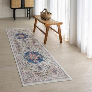 KEKUOU Area Rug 2x6 Washable RugVintage Hallway RugNon Slip Water Repellent Floor Carpet for Entryway, Kitchen, Front Door Indoor Entrance, Living Room(2'* 6'Golden)