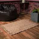 THE BEER VALLEY Hand Woven Jute Rug, 2'x3' - Natural, Reversible Farmhouse Accent Rugs for Living Room, Kitchen, Bedroom - 24x36 Inches