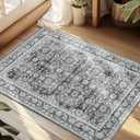 Andency 2x3 Washable Vintage Area Rug, Light Grey Stain Resistant Entrance Mat Small Indoor Rug, Non-Slip Distressed Printed Carpet for Kitchen Bathroom Bedroom Living Room