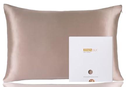 ZIMASILK 100% Pure Mulberry Silk Pillowcase for Hair and Skin Health, Soft and Smooth, Both Sides Premium Grade 6A Silk,600 Thread Count, with Hidden Zipper,1pc(Standard 20''x26'', Gray Brown)