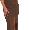 oten Women's Sexy Sleeveless Bodycon Dress Crew Neck Party Formal Ribbed Midi Tank Top Dresses with Cut Out Waist Brown Small